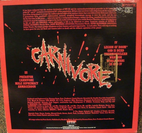 Carnivore : Carnivore (LP, Album)